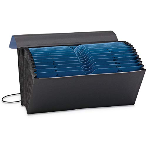Smead Two-Way Handy Organizer File, 21 Pockets, Alphabetic (A-Z) and Monthly (Jan-Dec), Flap and Elastic Cord Closure, Blue/Black (70506) - size: Letter