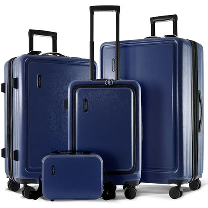 TRAVELARIM 4 Piece Luggage Sets with Spinner Wheels, Travel Suitcase Set - color: Navy, size: 4 Piece Set (20/24/28)