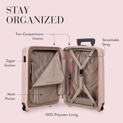 Bric's B|Y Ulisse Carry-On Luggage with Spinner Wheels – Airline Approved Hard Shell Suitcase, TSA Combination Lock & USB Port - Removeable Wash Bag Included - 21 Inch with Front Pocket, Pearl Pink - color: Pearl Pink, size: Carry-on with front pocket