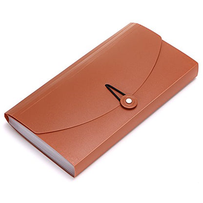 BTSKY Expanding File Folder -13 Pockets Small Accordion File Folder Expandable Card Ticket Holder File Storage Folder Check Bill File Folder Plastic Business Document Organizer Wallet Case, Brown | Small Accordion File Folder Expandable Card Ticket Holder