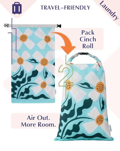 Gonex 6-Piece Compression Packing Cubes with Shoe & Laundry Bags | Floral Pattern, Ripstop Fabric, Double-Zip Compression, Carry-On Friendly, Lightweight - color: Flowers, size: 6 Set