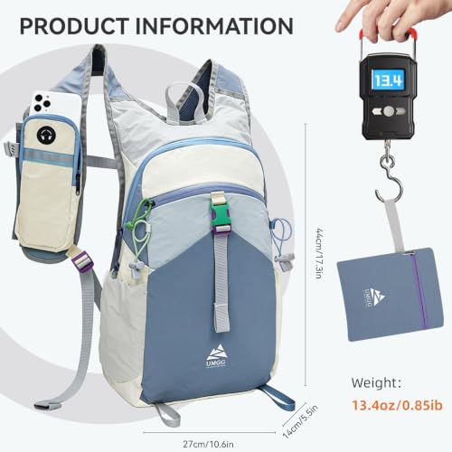 15L Small Hiking Backpack Travel Daypack Colorful Lightweight Packable Foldable Casual Backpack for Women Men - color: Haze Blue