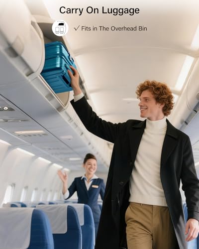 Hanke Top Opening Carry-On - Expandable 16 Inch Airline Approved Spinner - color: Caribbean Blue, size: 20 Inch Expandable