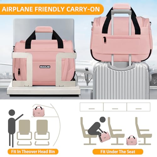 Underseat Carry On Luggage Bag, Lightweight Travel Tote Bag for Travel - color: Pink, size: 18IN