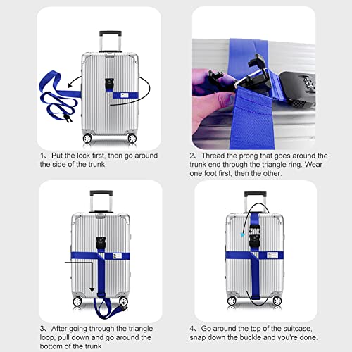 Veki Cross Luggage Straps Set TSA Approved with Lock, Blue*2pcs - color: Blue, size: 2pcs