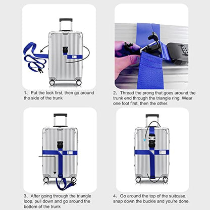 Veki Cross Luggage Straps Set TSA Approved with Lock, Blue*2pcs - color: Blue, size: 2pcs
