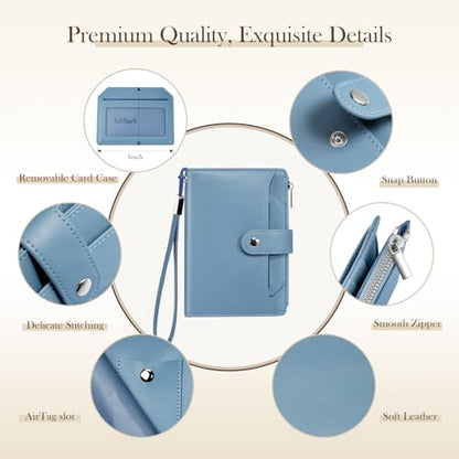 Dadanism RFID Blocking Passport Holder Travel Wallet for Women, Blue - color: Blue
