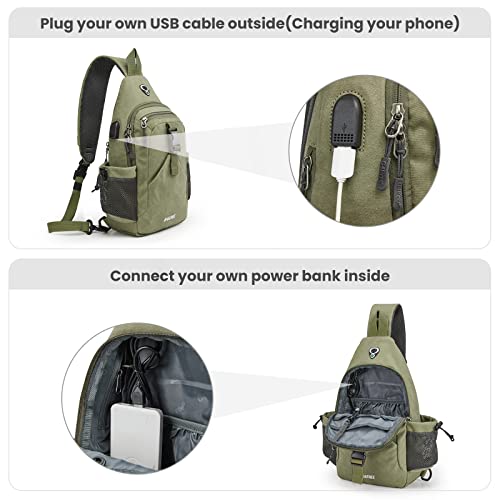 G4Free Canvas Crossbody Sling Bag with RFID Blocking for Women Men - color: Army Green