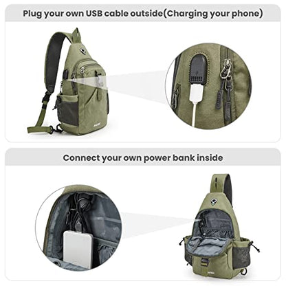 G4Free Canvas Crossbody Sling Bag with RFID Blocking for Women Men - color: Army Green