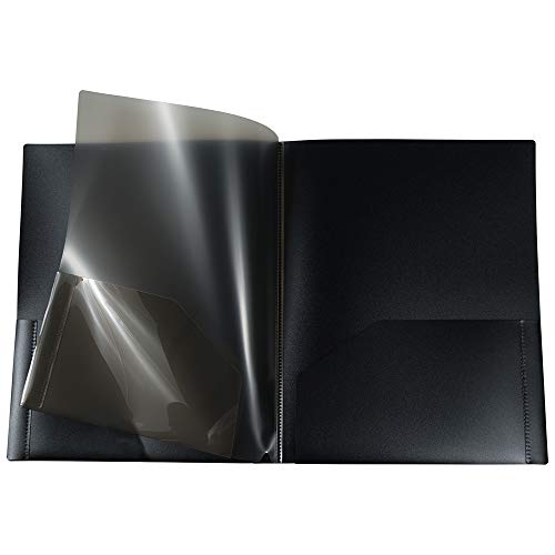 JAM PAPER Heavy Duty Plastic Multi Pocket Folders - 4 Pocket Organizer - Black - 2/Pack - color: Black, size: 4 Pocket (Pack of 2)
