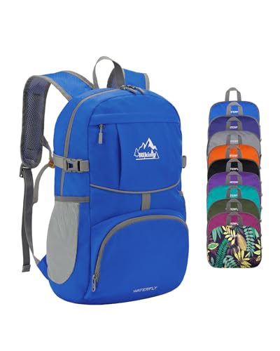 WATERFLY Small Lightweight Packable Hiking Backpack Foldable Travel Daypack - color: F-blue, size: 25L