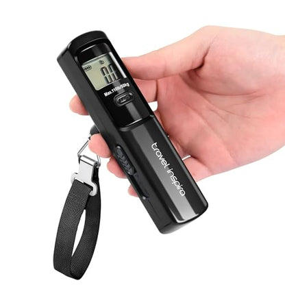 Battery-Free Luggage Scale – No Batteries Needed, Portable Digital Hanging Suitcase Weight Scale for Air Travel & Checked Bags, 110lb/50kg, LCD Display, Compact Travel Accessory - color: Black
