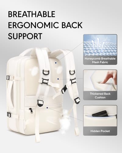 Travel Backpack with Vacuum Compression System 60L, Built-in Pump, Beige - color: Beige