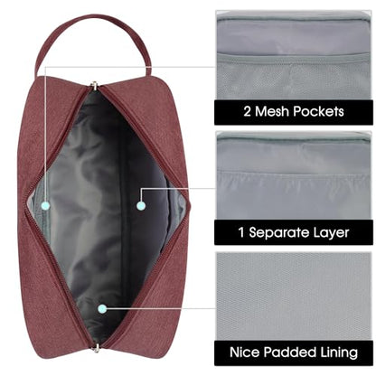 Narwey Travel Toiletry Bag for Women, Dopp Kit Men, Bathroom, Medicine Bag - color: A-Jujube Red