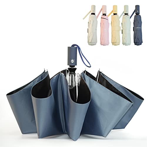 SY COMPACT Umbrella Automatic Travel Waterproof Light Folding Umbrellas Easy Carry for Women and Men - color: Blue