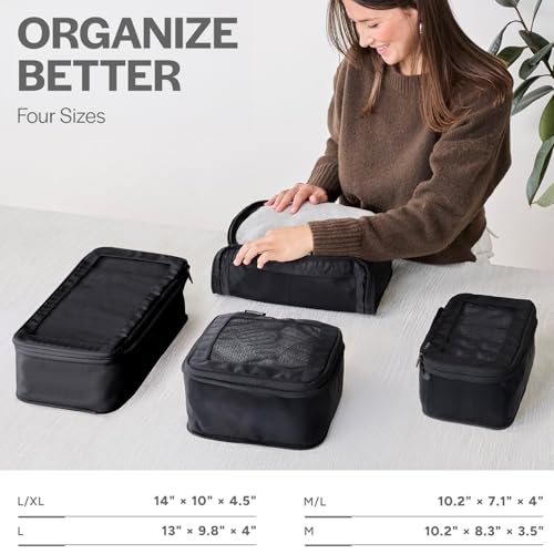 Aerotrunk Compression Packing Cubes for Travel, 4-Pack, Black - color: Black, size: 4-Pack