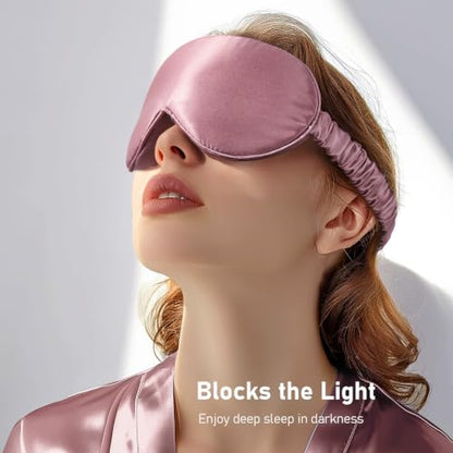 LitBear 100% 22 Momme Mulberry Silk Sleep Mask - 3D Contoured, Bean Pink - color: Bean Pink