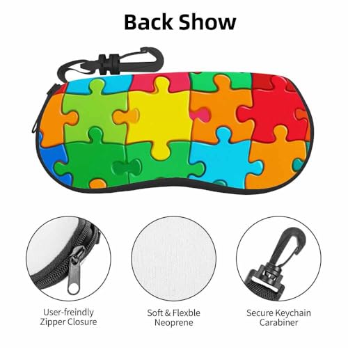IBILIU Eyeglasses Case Red Pink Rose Ultra Light Neoprene Sunglasses Case With Belt Clip,Soft Reading Glasses Case Women Men - color: Autism Awareness