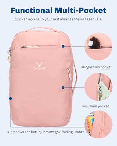Hynes Eagle Travel Backpack TSA Personal Item Bag Flight Approved Pink - color: Pink