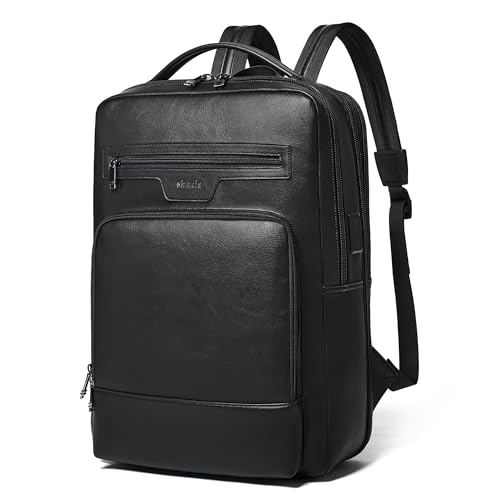 Shrrie 16 Inch Vegan Leather Laptop Backpack for Women and Men - color: Black