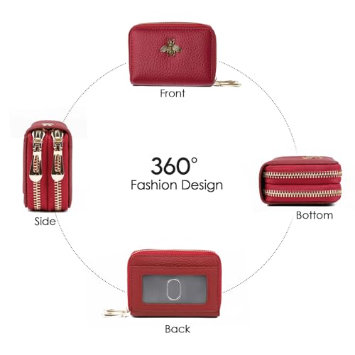 imeetu RFID Credit Card Holder, Small Card Wallet Women, Leather Card Case - color: Max - Red, size: Max