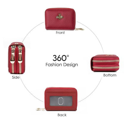 imeetu RFID Credit Card Holder, Small Card Wallet Women, Leather Card Case - color: Max - Red, size: Max