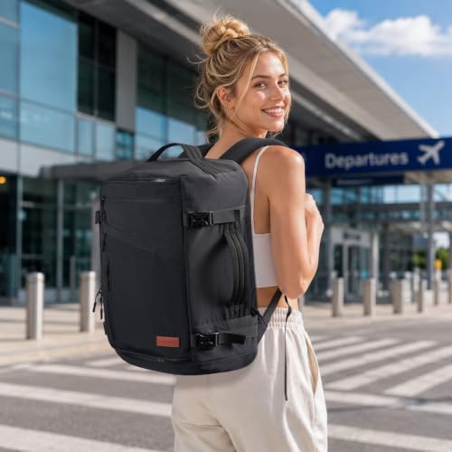 LOVEVOOK Travel Backpack for Women Men, Airline Approved Carry On Luggage - color: Black