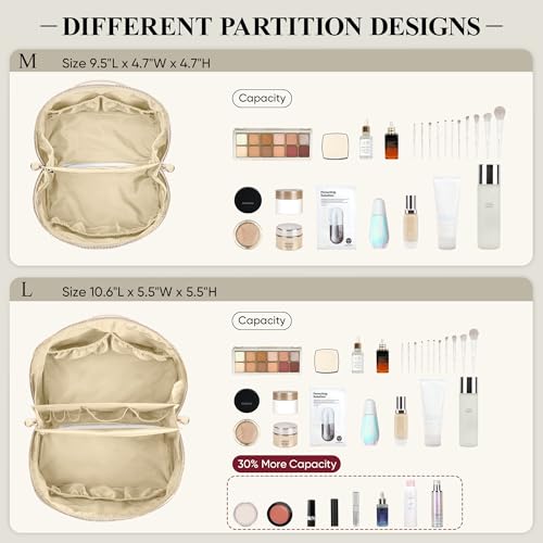 Travel Makeup Bag, Open Flat Cosmetic Bag for Women, Medium Beige - color: Beige, size: Medium