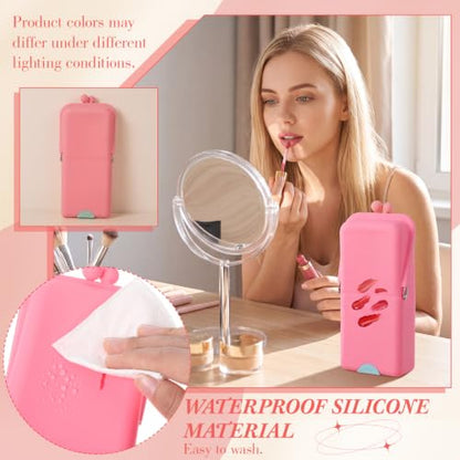 Kacctyen Makeup Brush Case Silicone Standing Makeup Brush Holder,Pink - color: Pink