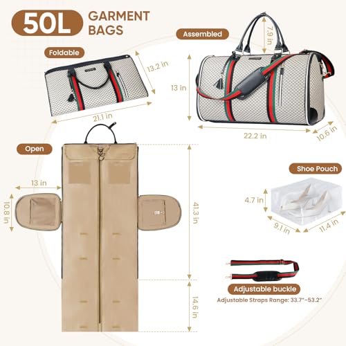 Convertible Garment Bags for Travel, Carry on Garment Duffel Bags - color: Ebony