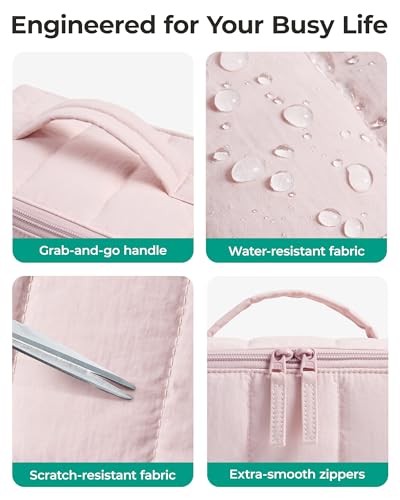 BAGSMART Puffy 메이크업 가방, 06-더스티 로즈 핑크, 오픈 플랫 메이크업 가방 - color: 06-더스티 로즈 핑크, size: 중형
