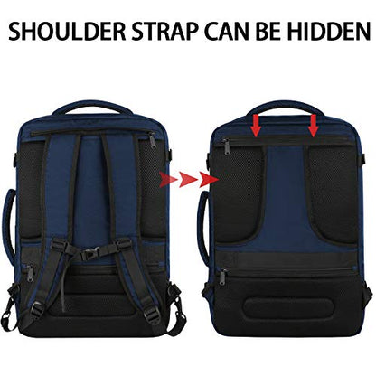Vancropak Carry on Backpack, 40L Expandable Travel Backpack for Airplane - color: Blue, size: X-Large
