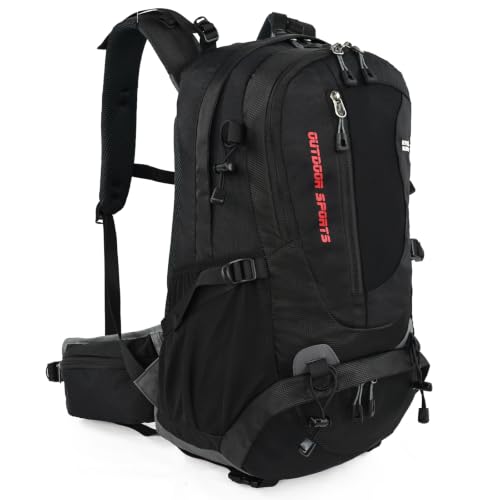 35L Water-resistant Hiking Backpack, Lightweight Backpack For Unisex(Black) - color: Black
