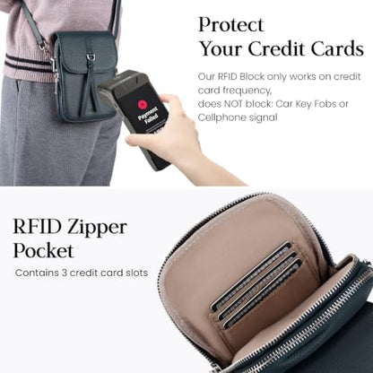 befen Genuine Leather Small Crossbody Bags for Women Cell Phone Purse - color: Teal Blue