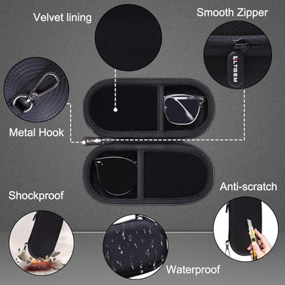L LTGEM Hard Double Eyeglass Case, Travel Sunglasses Storage Case for Men Women,Includes Cleaning Cloth and Screwdriver - color: Green