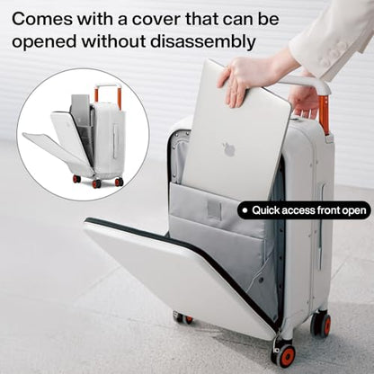 mixi 24 Inch Checked Luggage Aluminum Frame & Spinner Wheels, Smoke White - color: Smoke White, size: 24-inch