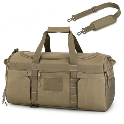 Tactical Duffle Bag with Shoe Compartment, Gym Travel Backpack, 45L - color: green