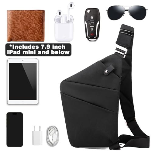 Anti Theft Travel Bag Sling Cross-body Bag Large Capacity | 5 pockets greater capacity;Anti-theft pocket on the back;Adjustable shoulder straps; Waterproof shape-retaining nylon fabric - color: Black, style: Right Shoulder