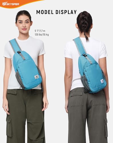 SKYSPER Sling Bag RFID Cross Body Bag Recycled Crossbody Backpack Travel Daypack - color: Teal