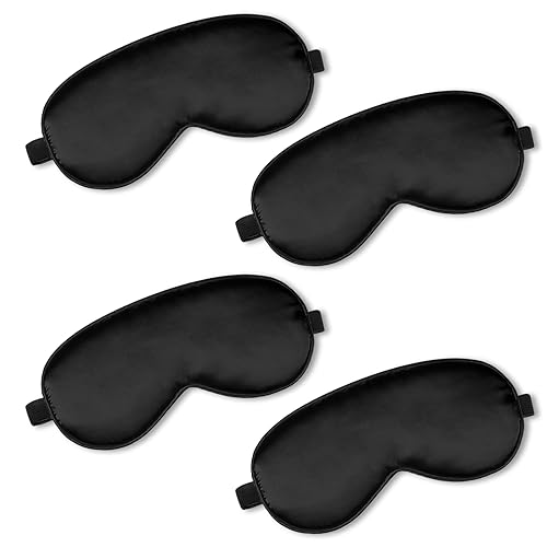 BBTO 4 Pack Silk Sleep Eye Mask, Black - color: Black