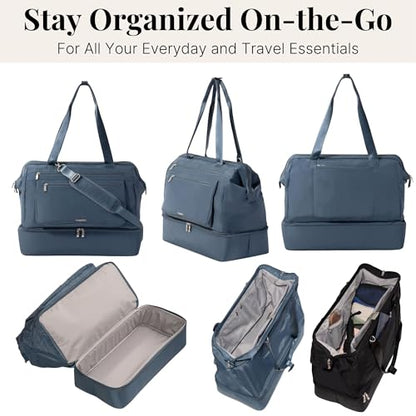Modern Weekender - Lightweight 18"x15.7"x9.4" Duffel Carry-on Travel Bag for Women - color: Mist