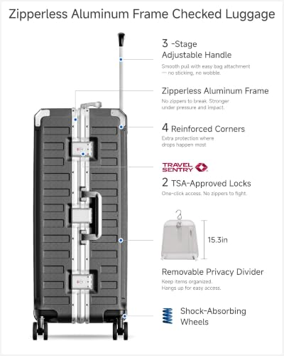 LUGGEX 2-Piece Zipperless Luggage Set, 20/26 Inch, Charcoal Metallic - color: Charcoal Metallic, size: 2 Piece Set (20/26)