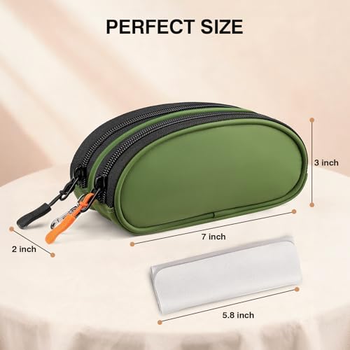Marvolia Double Glasses Case Large Soft Eyeglass Case for Women Men - color: Green
