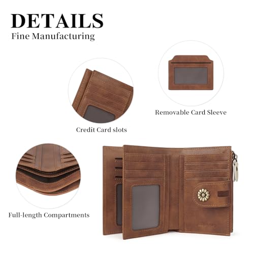 Wallet Women,RFID Blocking Leather Womens Wallet Bifold Compact Card Holder Small Wallet for Women with Removable ID Window(Whitebrown) - color: b-whitebrown