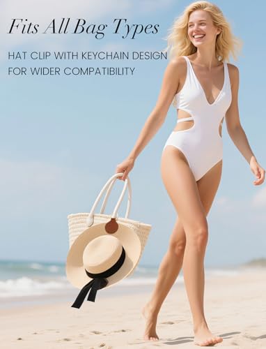 Niveaya Magnetic Hat Clip for Travel on Bag - 2 Pcs, Strong Magnet Hook - color: Brown&beige