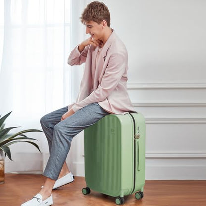 mixi 24 Inch Checked Luggage PC Hardshell Suitcases with Wheels for Travel Woman Men, Avocado Green - color: Avocado Green TSA2, size: 24-inch