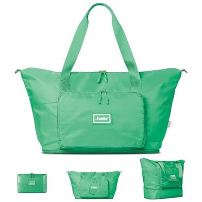The Foldie Foldable Travel Bag for Women - 40L Weekender Bag with Multiple Pockets - Carry On Expendable Travel Bag - color: Grass Green