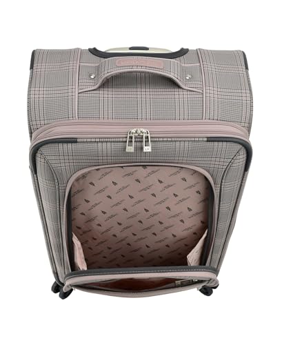 London Fog Brentwood IV 25" Expandable Spinner Softside Suitcase, Rose Charcoal - color: Rose Charcoal