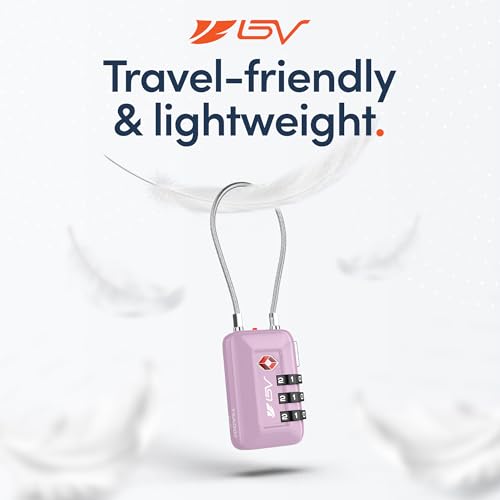 BV Luggage Locks TSA Accepted, Travel Sentry Approved 3-Digit Combination Suitcase Locks with Open Alert & Flexible Cable for Travel, Backpacks, Lockers, Cases, Purple, 2 Pack - color: Purple 2-Pack