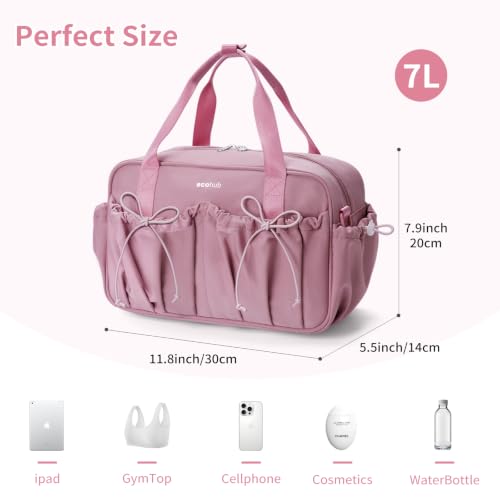ECOHUB Small Gym Bag for Women, Mini Duffle Bag with Wet Compartment Pink - color: Pink